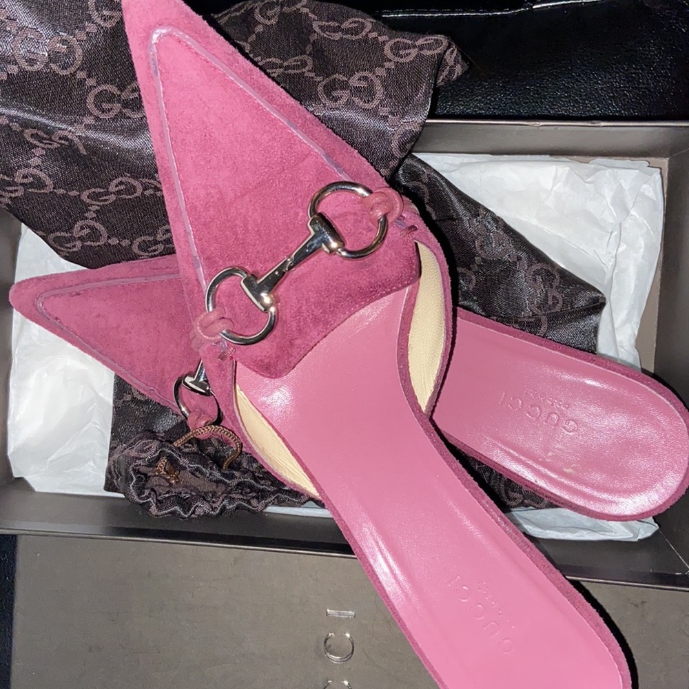 Pink Gucci mules